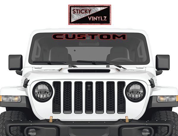 Jeep Wrangler & Gladiator custom windshield banner decal, bright red color option