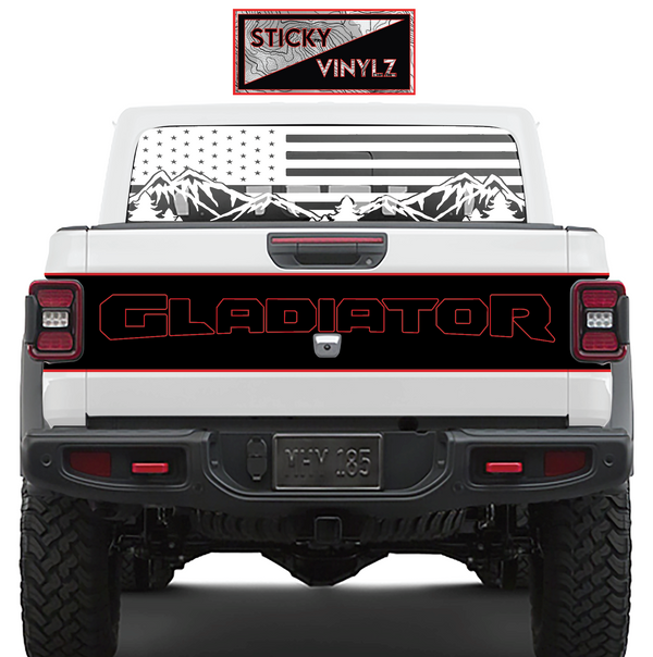 Jeep Gladiator tailgate wrap vinyl decal kit, bright red color option
