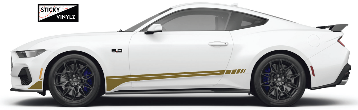 Ford Mustang 2024+ Raceway Bottom Rockers vinyl decal, bronze color option