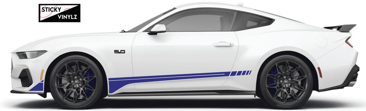 Ford Mustang 2024+ Raceway Bottom Rockers vinyl decal, dark blue color option