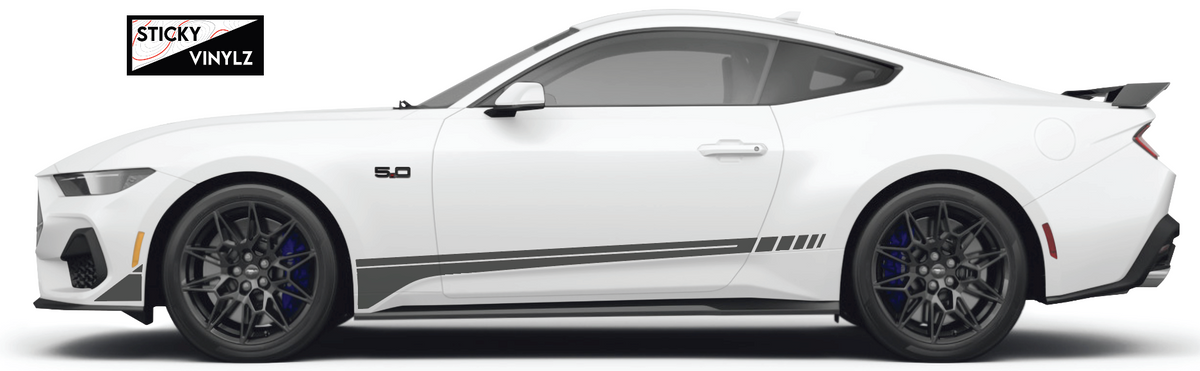 Ford Mustang 2024+ Raceway Bottom Rockers vinyl decal, dark gray color option
