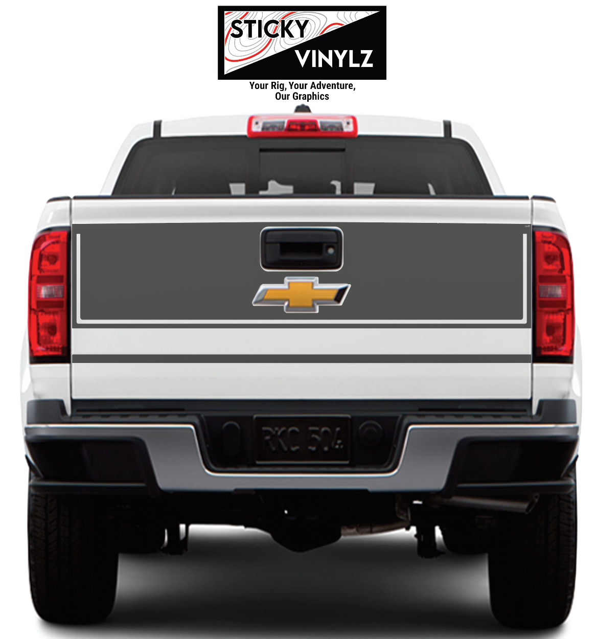 Chevy Colorado 2015-2022 Tailgate Wrap Kit vinyl decal, dark gray color option