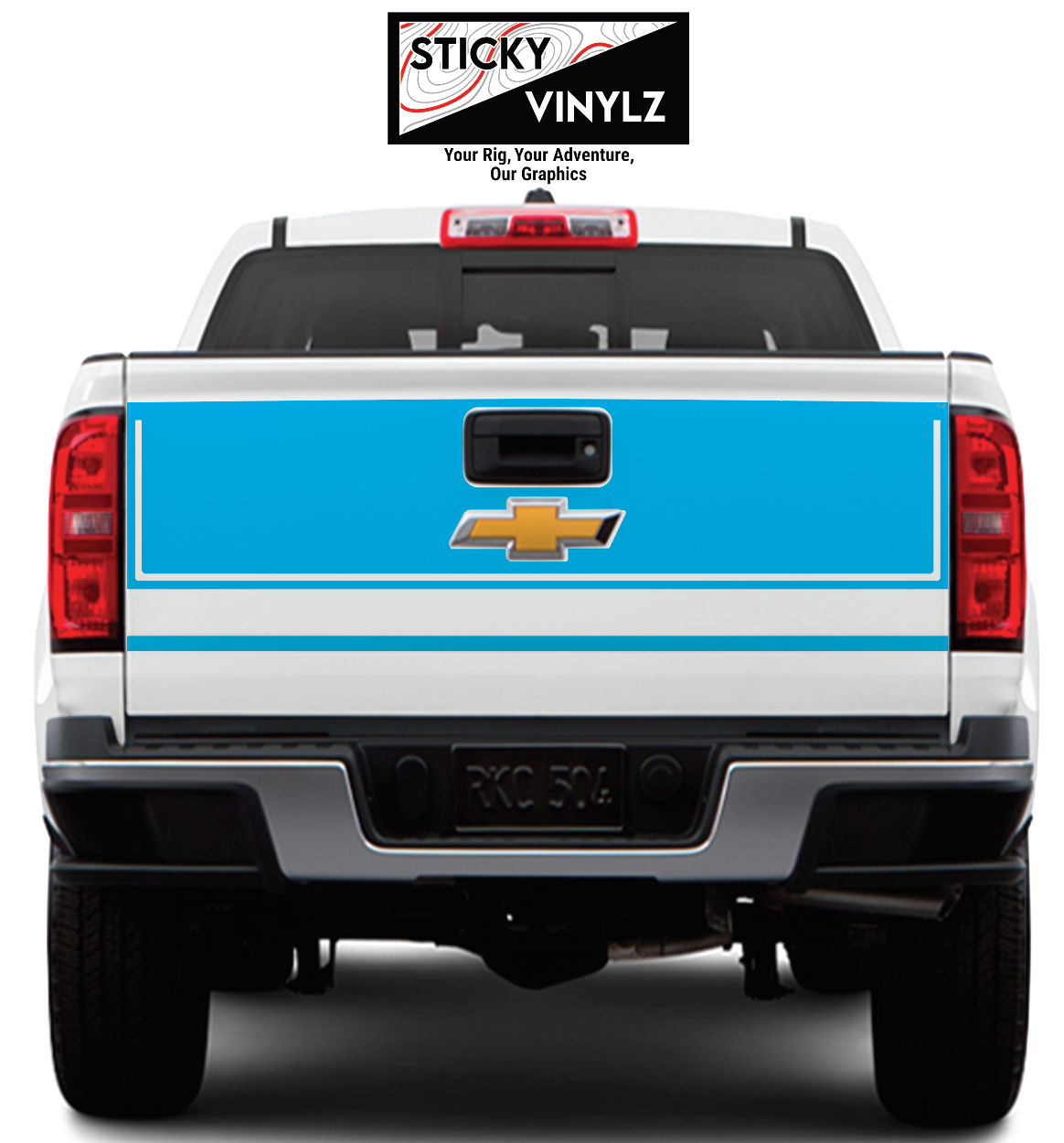 Chevy Colorado 2015-2022 Tailgate Wrap Kit vinyl decal, light blue color option