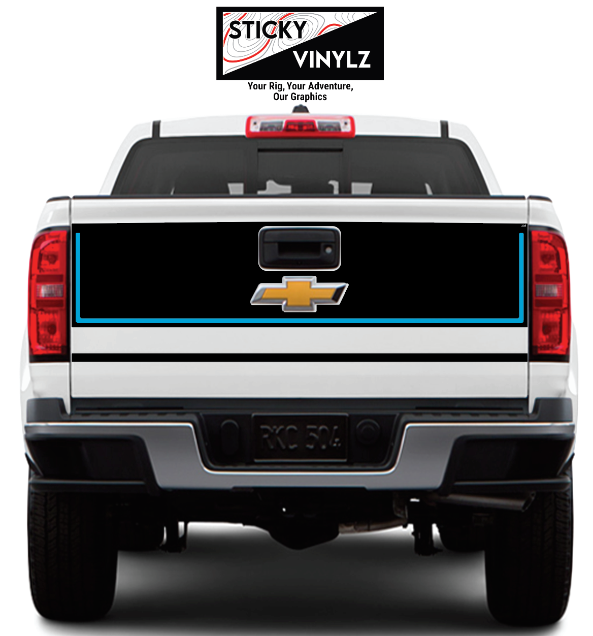Chevy Colorado 2015-2022 Tailgate Wrap Kit vinyl decal, light blue color option