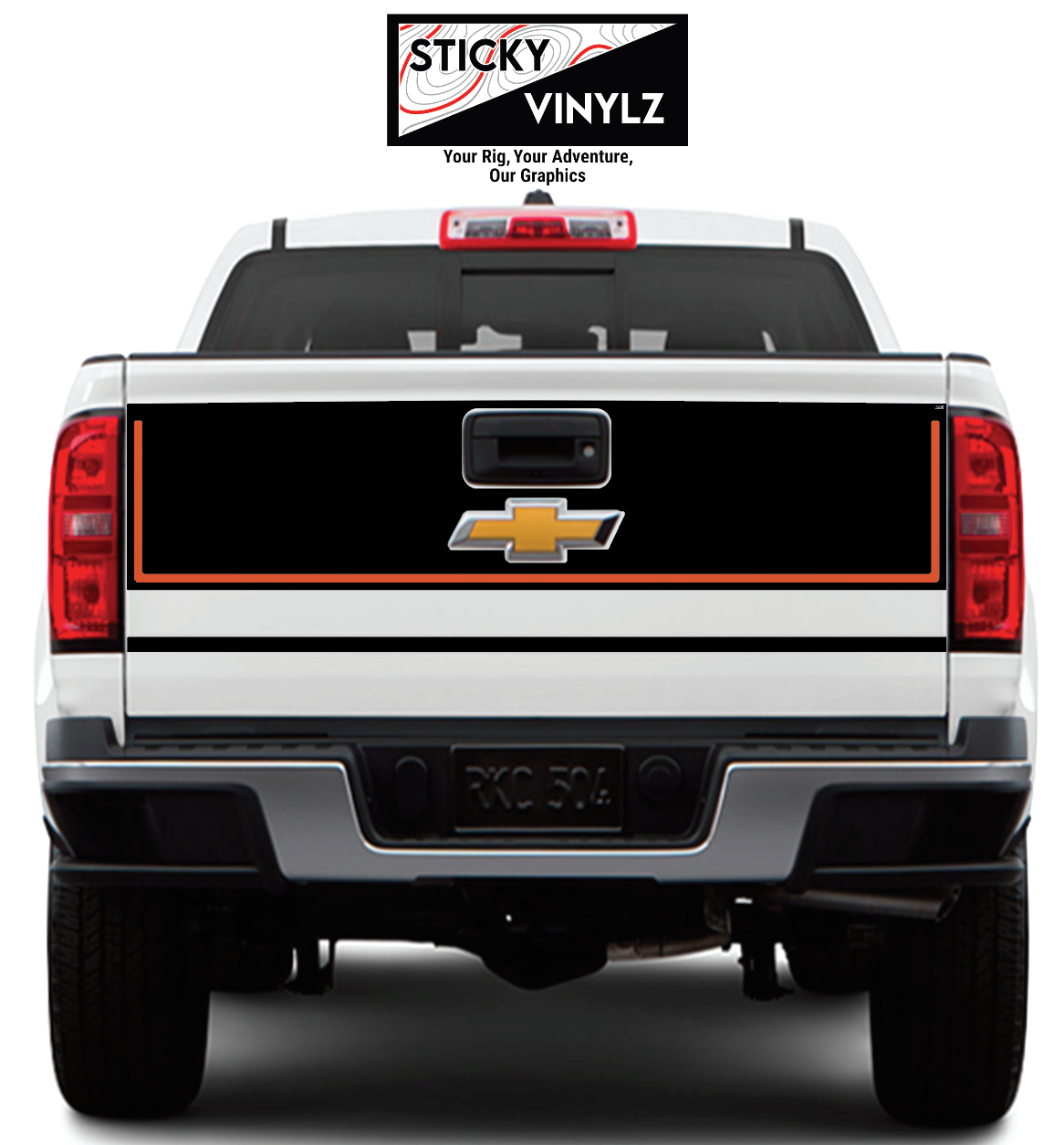 Chevy Colorado 2015-2022 Tailgate Wrap Kit vinyl decal, orange color option