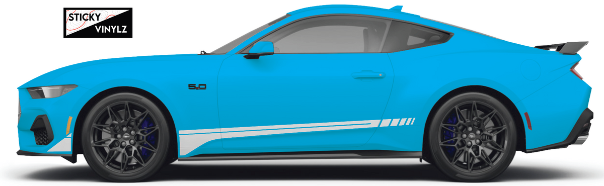 Ford Mustang 2024+ Raceway Bottom Rockers vinyl decal, white color option