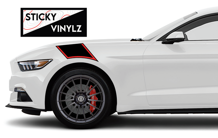 Ford Mustang 2018-2023 Front Hash Marks vinyl decal, bright red color option