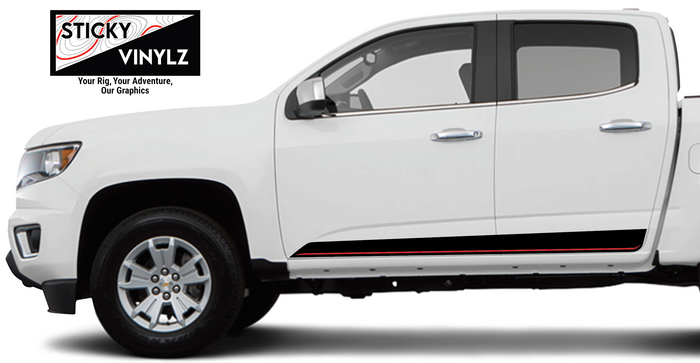Chevy Colorado 2015-2022 Rampart Rockers vinyl decal, bright red color option
