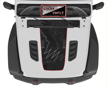 Jeep Wrangler JL & Gladiator JT Rubicon hood top insert topo map decal, Black Bear Pass, CO topographic map