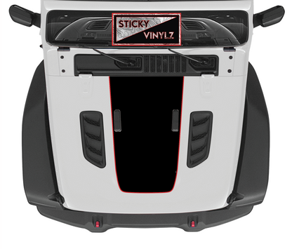 Jeep Wrangler JL & Gladiator JT Rubicon hood top insert topo map decal, bright red color option