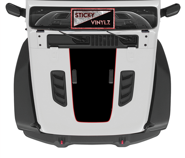 Jeep Wrangler JL & Gladiator JT Rubicon hood top insert topo map decal, bright red color option
