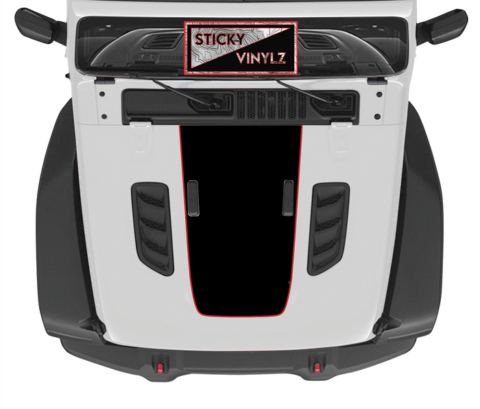 Jeep Wrangler JL & Gladiator JT Rubicon hood top insert topo map decal, bright red color option