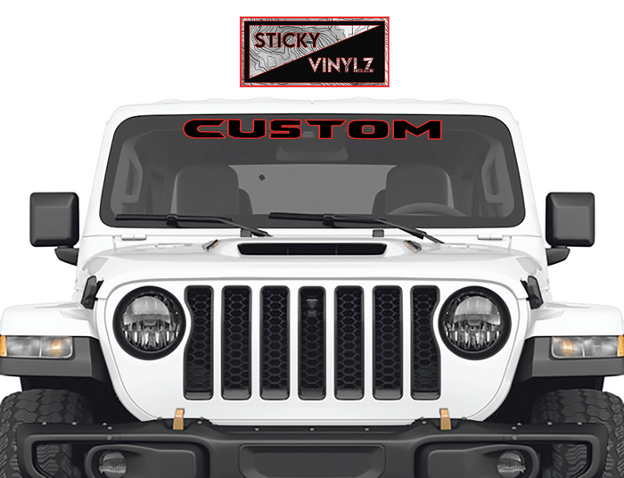 Jeep Wrangler & Gladiator custom windshield banner decal, bright red color option