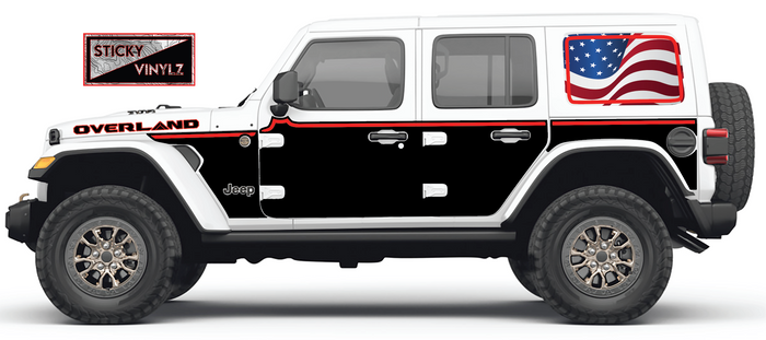 Jeep Wrangler JLU Side Quest side vinyl decal kit, bright red color option