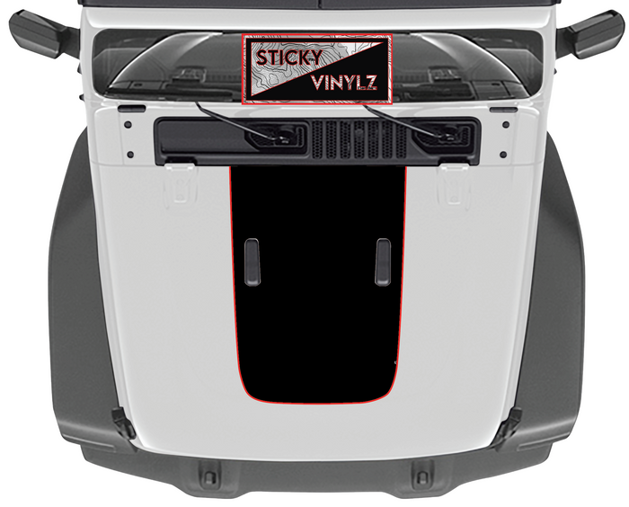 Jeep Wrangler JL & Gladiator JT Sport hybrid hood top insert decal, bright red color option