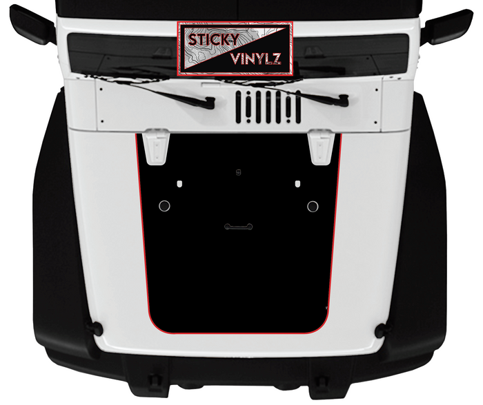 Jeep Wrangler JK/JKU hood top vinyl decal, bright red color option