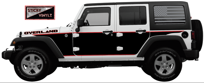 Jeep Wrangler JKU Summit side vinyl decal kit, bright red color option