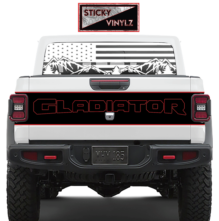 Jeep Gladiator tailgate wrap vinyl decal kit, bright red color option