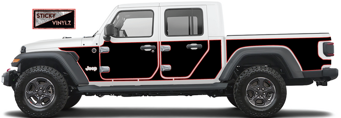 Jeep Ribbon Patch vinyl decal kit, bright red color option