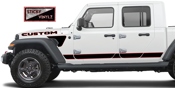 Jeep Gladiator bottom rocker vinyl decal kit, bright red color option