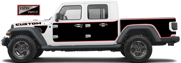 Jeep Gladiator Side Quest side vinyl decal kit, bright red color option