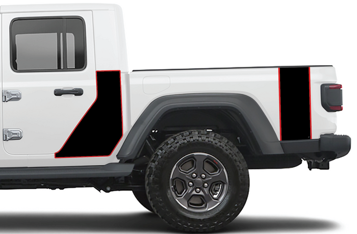 Jeep Gladiator rear bedside vertical banner decal, bright red color option