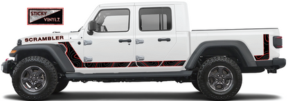 Jeep Gladiator Scrambler side graphic vinyl kit, contour lines pattern