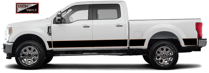 Ford F-250 bottom rocker vinyl decals, Cyber Orange color option