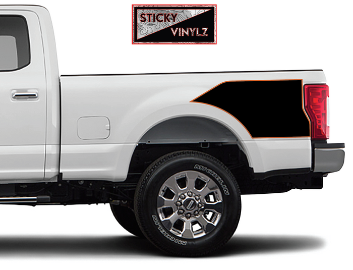 Ford F-250 rear bedside vinyl decal, Cyber Orange color option