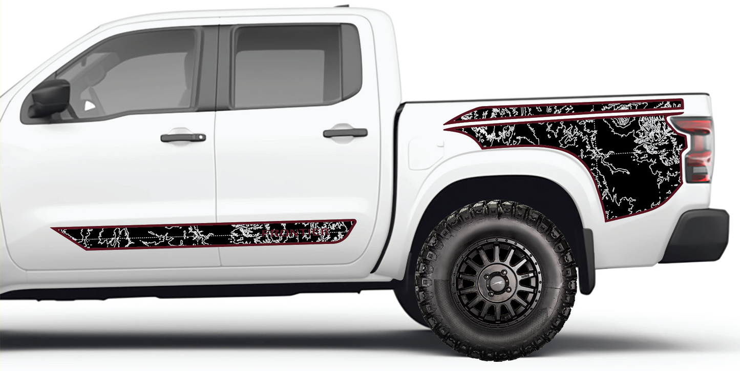 Nissan Frontier BUNDLED Textured Topographic Bed Side Kit, Top and Bottom, and Cab Sides