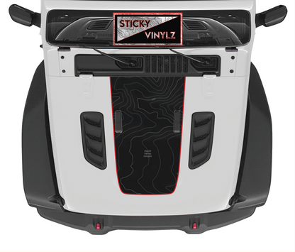 Jeep Wrangler JL & Gladiator JT Rubicon hood top insert topo map decal, Death Valley topographic map