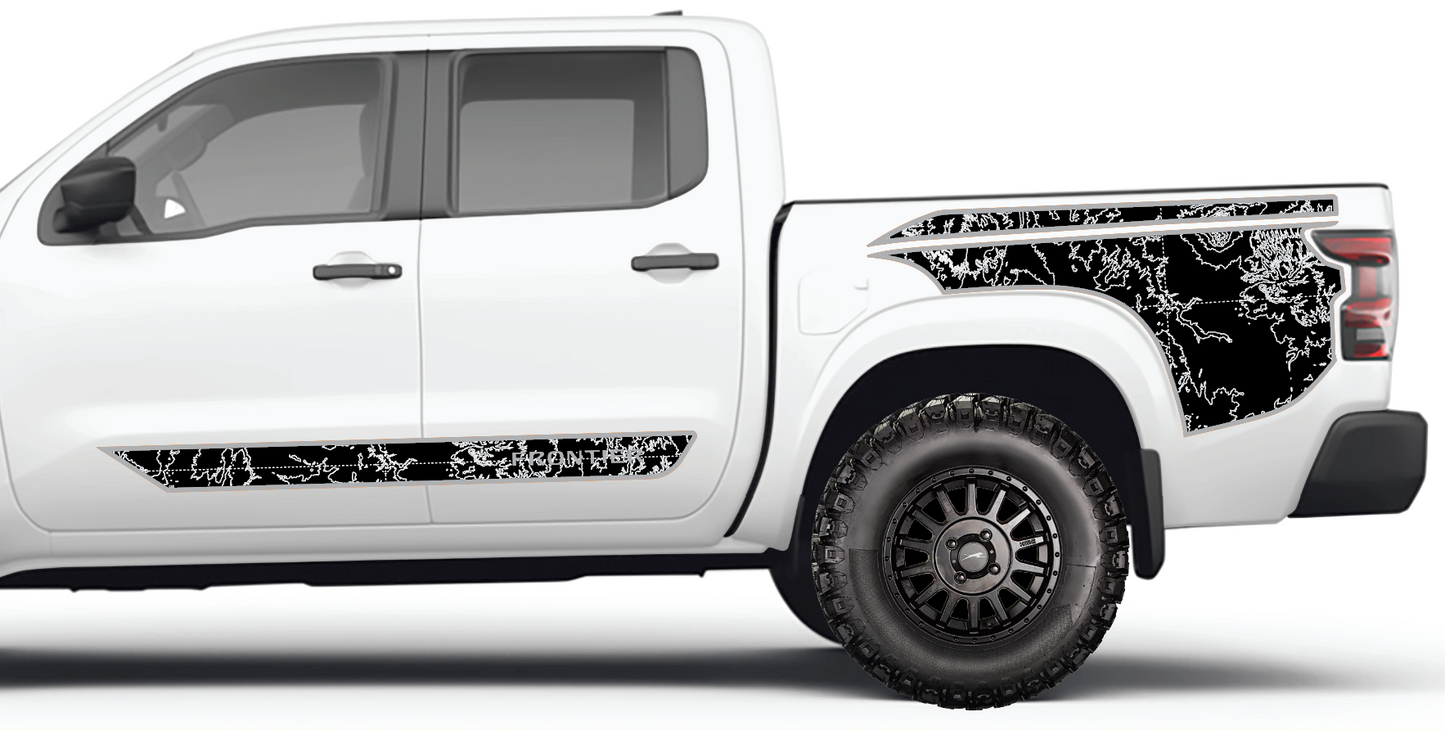 Nissan Frontier BUNDLED Textured Topographic Bed Side Kit, Top and Bottom, and Cab Sides