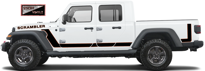 Jeep Gladiator Scrambler side graphic vinyl kit, Mojave orange color option