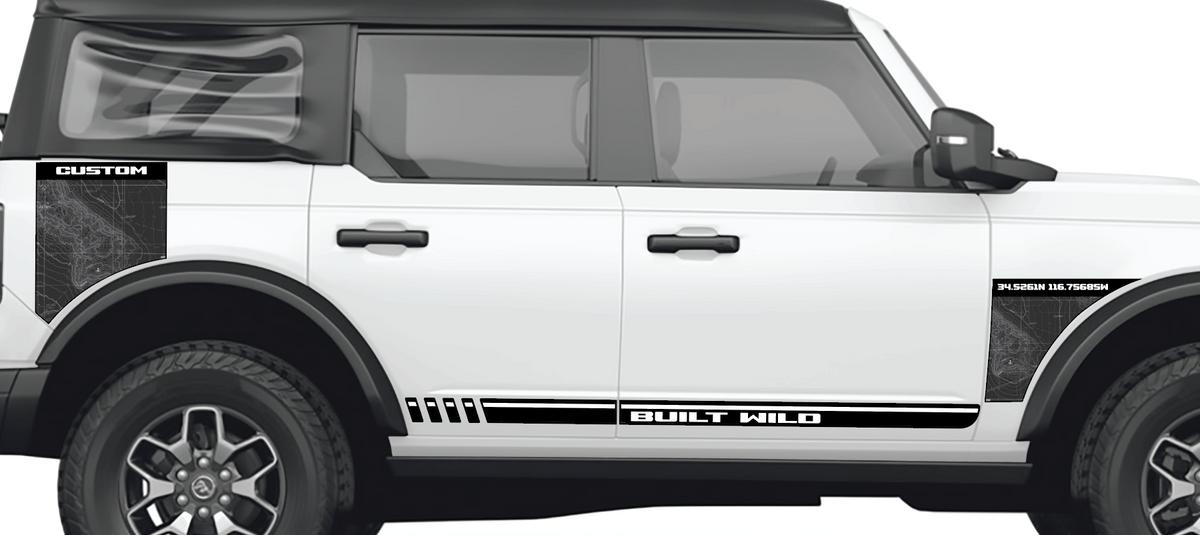 Bronco 4 Door Cab Bottom Rockers, BUILT WILD – Sticky Vinylz